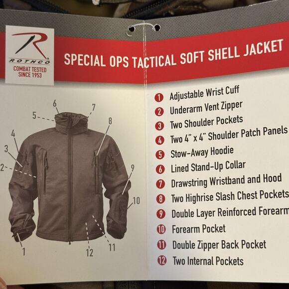 Rothco 4XL Men’s Special OPS Tactical Soft Shell Jacket - Woodland Camo - Picture 7 of 9